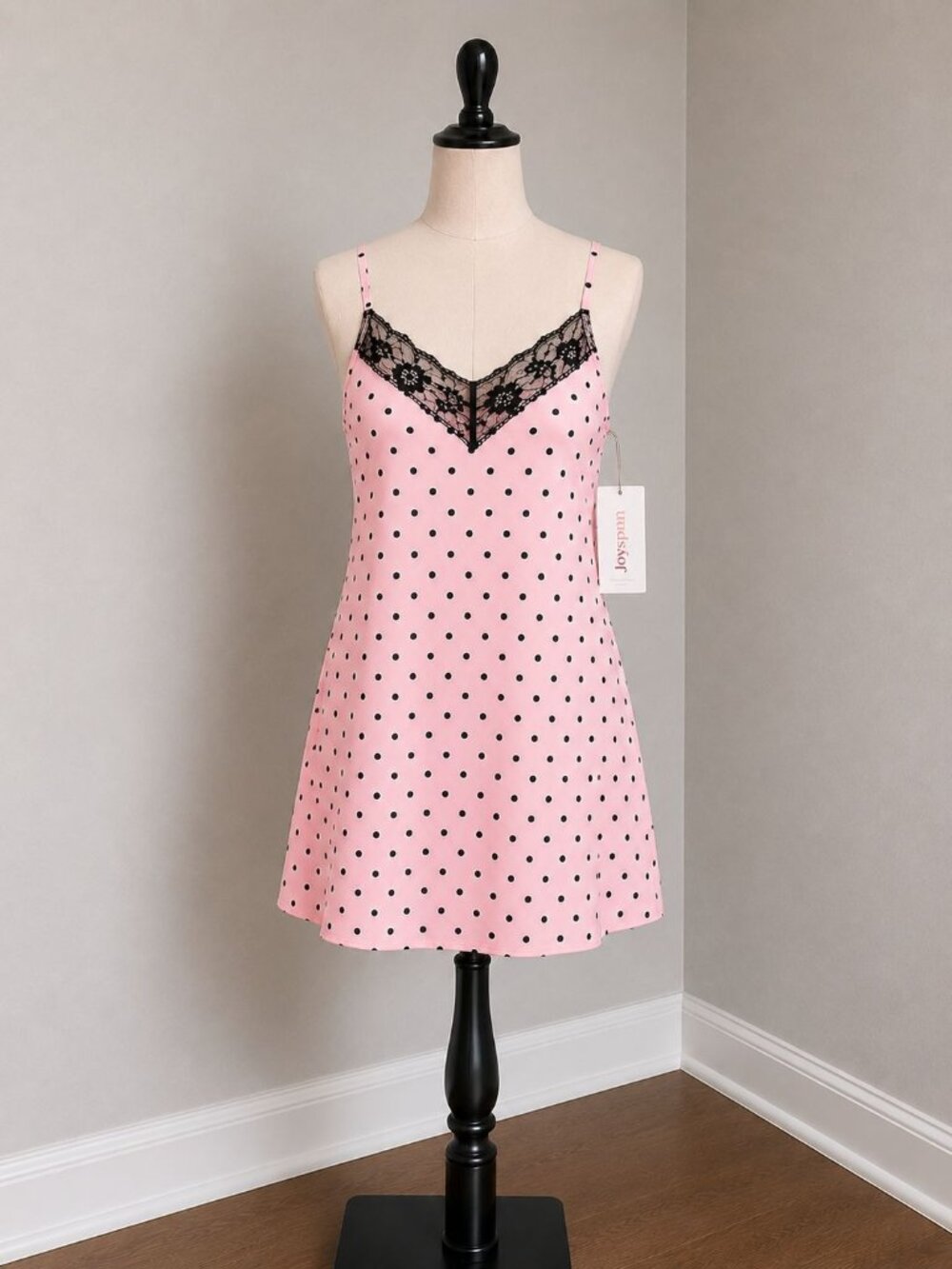 NWT Women’s Polka Dot Chemise Nightgown L (12-14) – Lace Trim Sleepwear